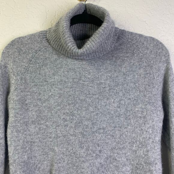 41 HAWTHORNE Sweater Porella Small Gray Cashmere Ribbed Turtle Neck High Low Hem - Picture 4 of 12